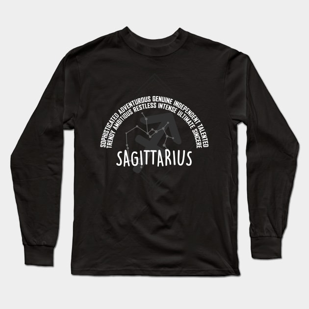 Sagittarius Zodiac Long Sleeve T-Shirt by LetsBeginDesigns